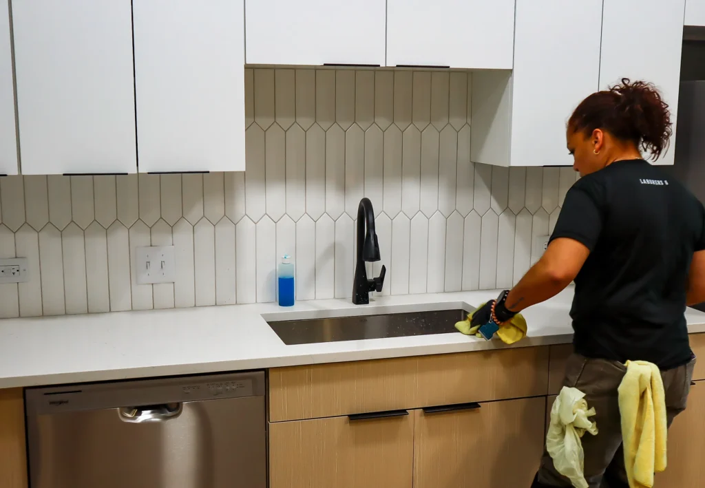 Superior Labor Solutions Employee Cleaning Interior Kitchen